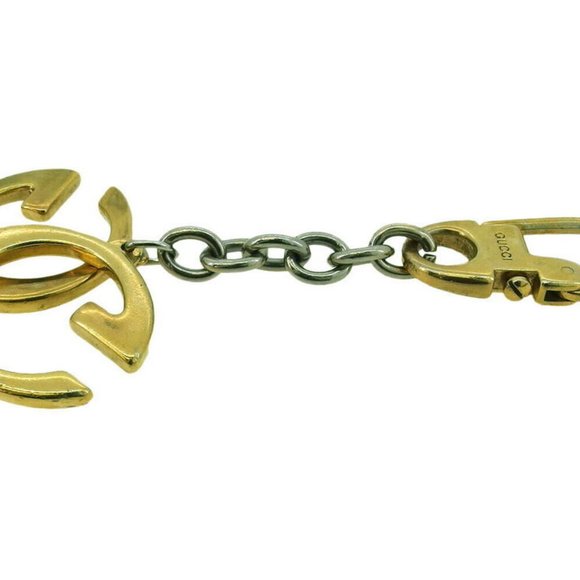 GUCCI key chain double-G Gold & Silver hardware Authentic - Picture 3 of 8
